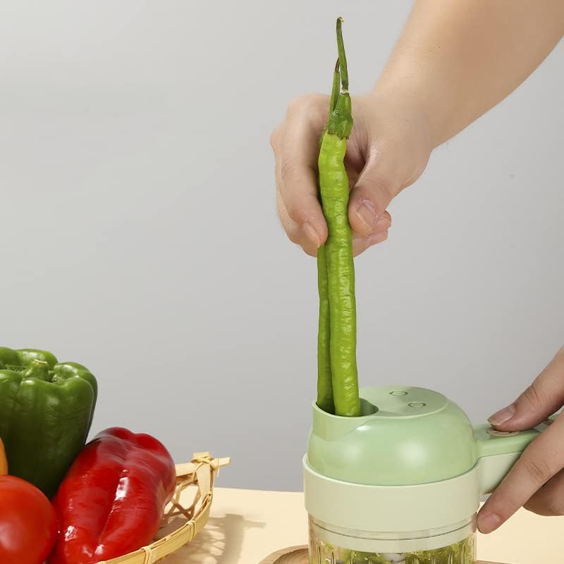 [Limited-Time Offer] Electric Vegetable Cutter, 4 in 1 Handheld Vegetable Chopper, Mini Wireless Food Processor, Vegetable Slicer Garlic Cutter for Garlic Pepper Chili Onion Celery Ginger Meat(Type 1)
