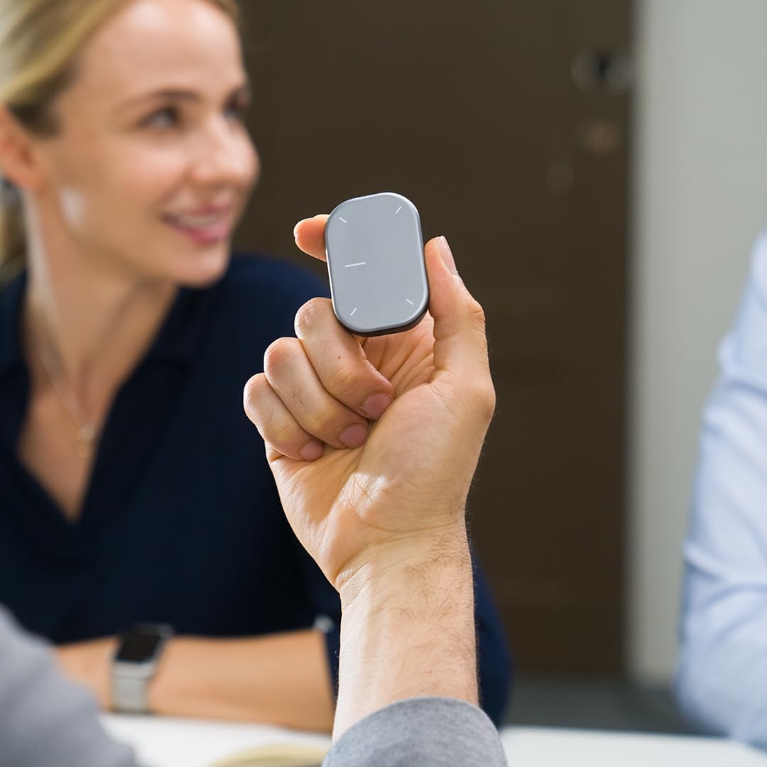 Bluetooth Detachable Air Mouse Touchpad Mouse with Voice Recording, Presentation Clicker Wireless Presenter Presentation Remote with Laser Pointer for Mac, Windows (Recording, Silver)