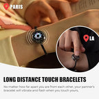 Long Distance Touch Bracelets for Couples, Vibration & Light up for Love Couples Bracelets | Long Distance Relationship Gifts for Girlfriend Bluetooth Pairing Jewelry