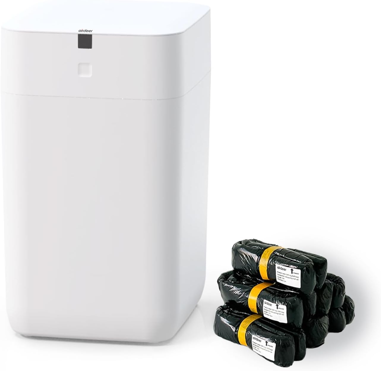 Automatic Trash Can, 4 Gallon Self Sealing and Self-Changing Smart Trash Can, Motion Sensor, Touchless Garbage can with lid for Kitchen Bathroom Office, 6 Refill Rings(A1, Golden line)