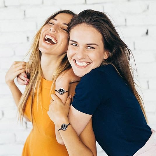 Long Distance Touch Bracelets for Couples, Vibration & Light up for Love Couples Bracelets | Long Distance Relationship Gifts for Girlfriend Bluetooth Pairing Jewelry