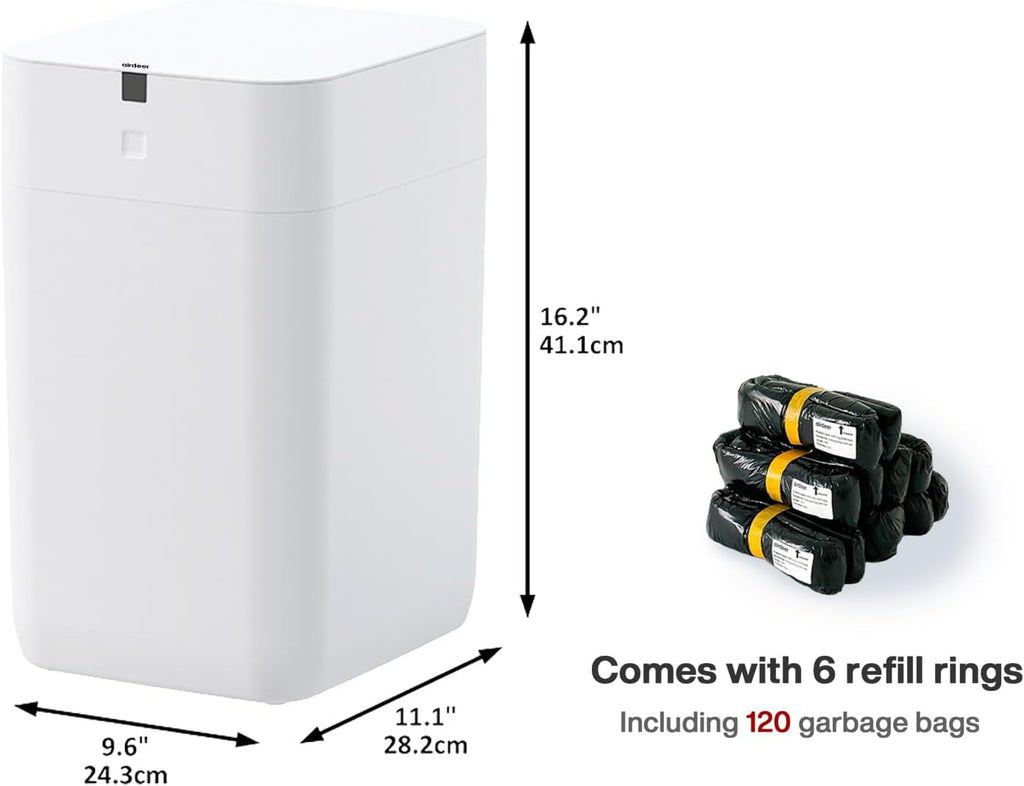 Automatic Trash Can, 4 Gallon Self Sealing and Self-Changing Smart Trash Can, Motion Sensor, Touchless Garbage can with lid for Kitchen Bathroom Office, 6 Refill Rings(A1, Golden line)