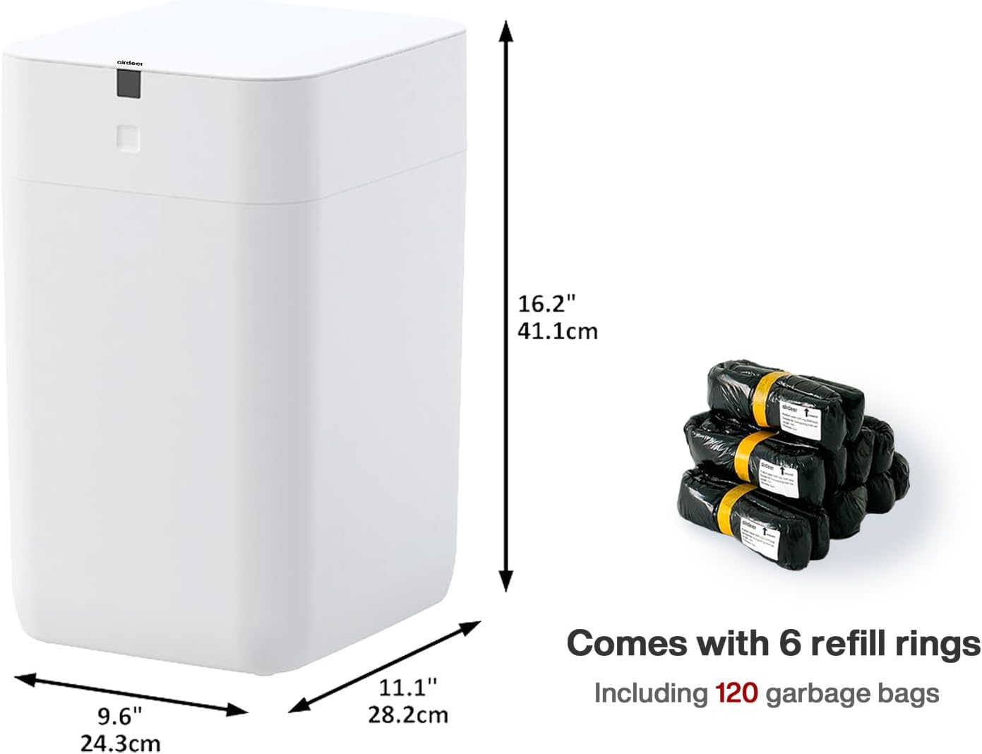 Automatic Trash Can, 4 Gallon Self Sealing and Self-Changing Smart Trash Can, Motion Sensor, Touchless Garbage can with lid for Kitchen Bathroom Office, 6 Refill Rings(A1, Golden line)