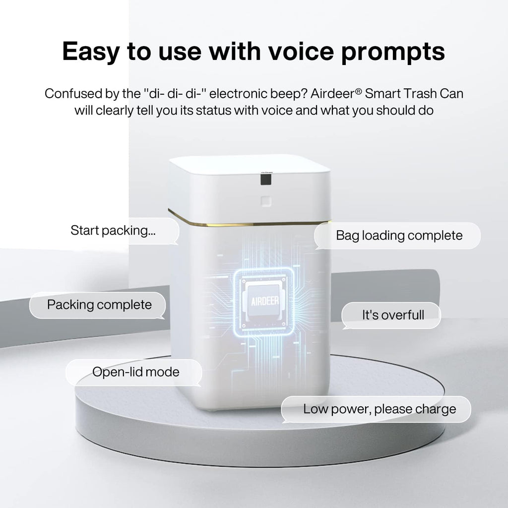 Automatic Trash Can, 4 Gallon Self Sealing and Self-Changing Smart Trash Can, Motion Sensor, Touchless Garbage can with lid for Kitchen Bathroom Office, 6 Refill Rings(A1, Golden line)