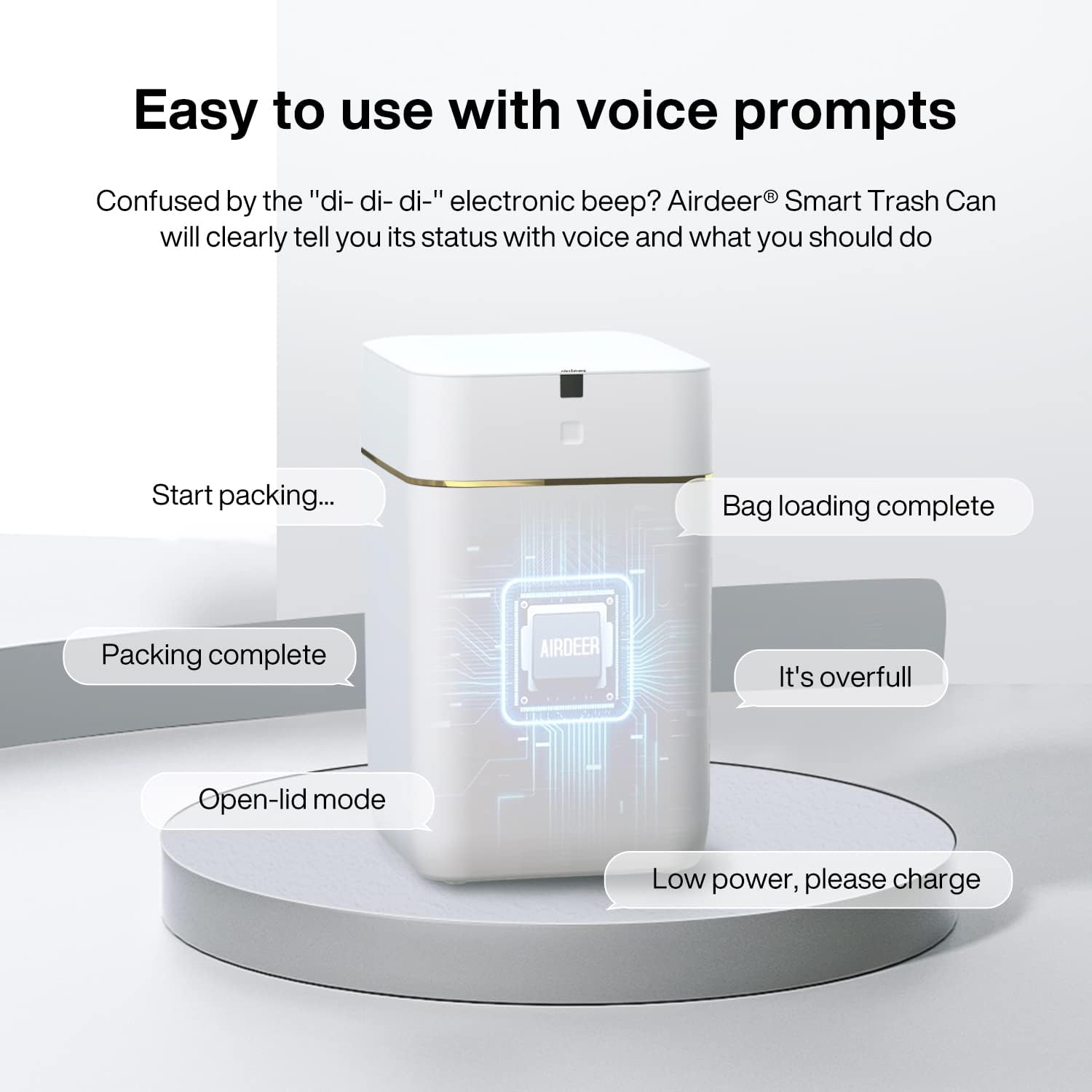 Automatic Trash Can, 4 Gallon Self Sealing and Self-Changing Smart Trash Can, Motion Sensor, Touchless Garbage can with lid for Kitchen Bathroom Office, 6 Refill Rings(A1, Golden line)