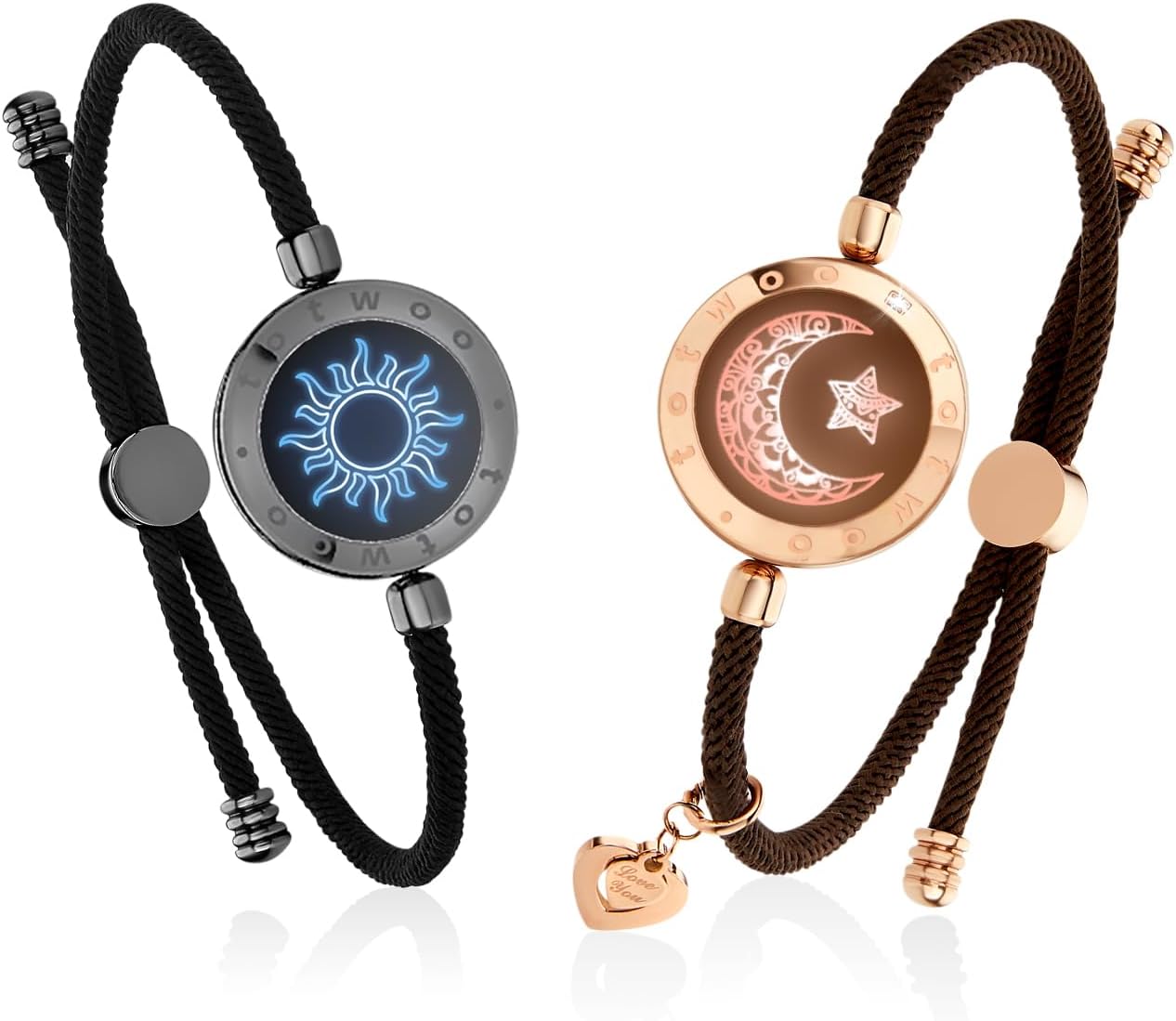 Long Distance Touch Bracelets for Couples, Vibration & Light up for Love Couples Bracelets | Long Distance Relationship Gifts for Girlfriend Bluetooth Pairing Jewelry