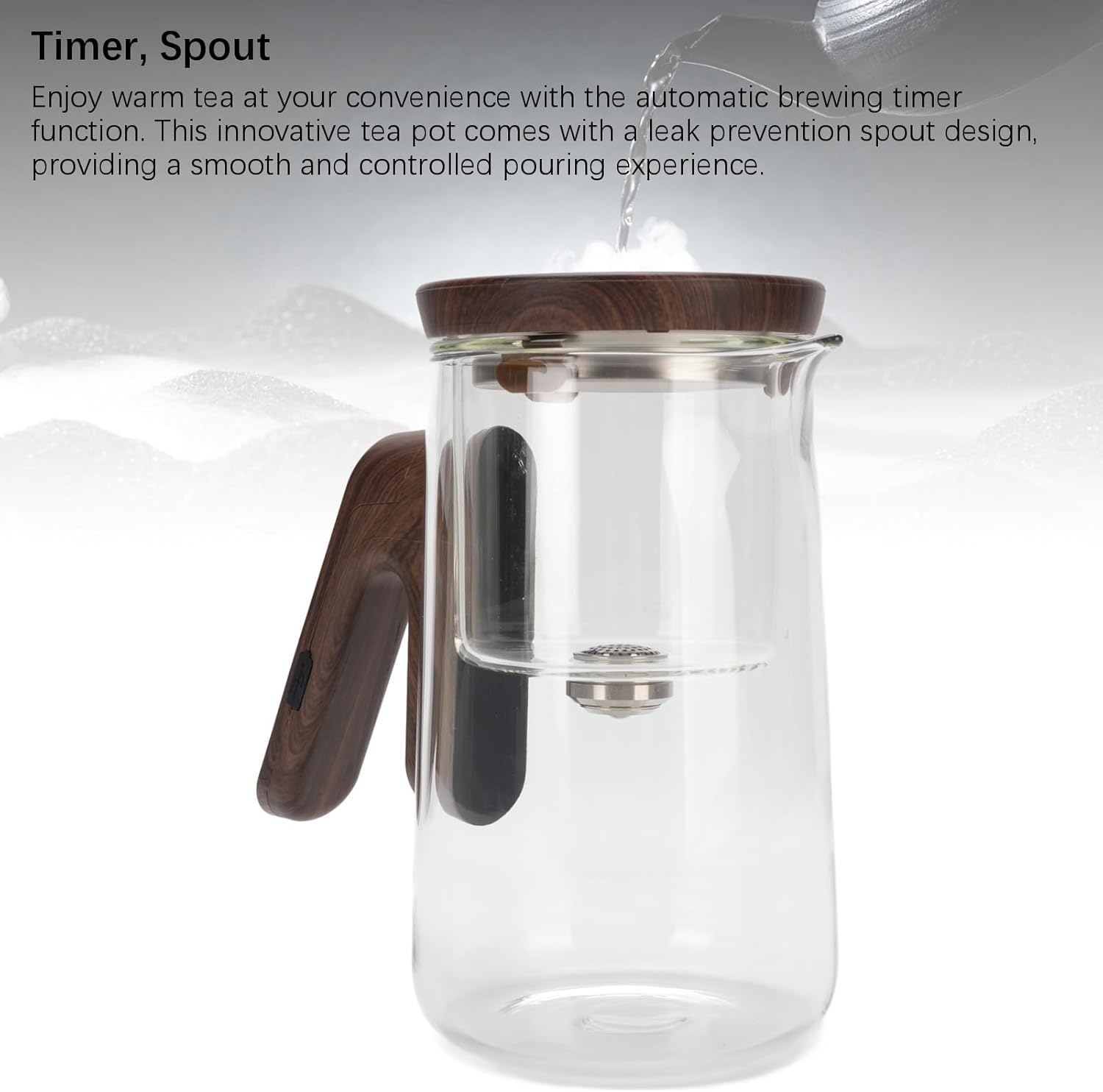 Glass Tea Pot, Transparent Tea Pot, 800ml Magnetic Water Separation Teapot with Strainer Timer for Brewing Tea