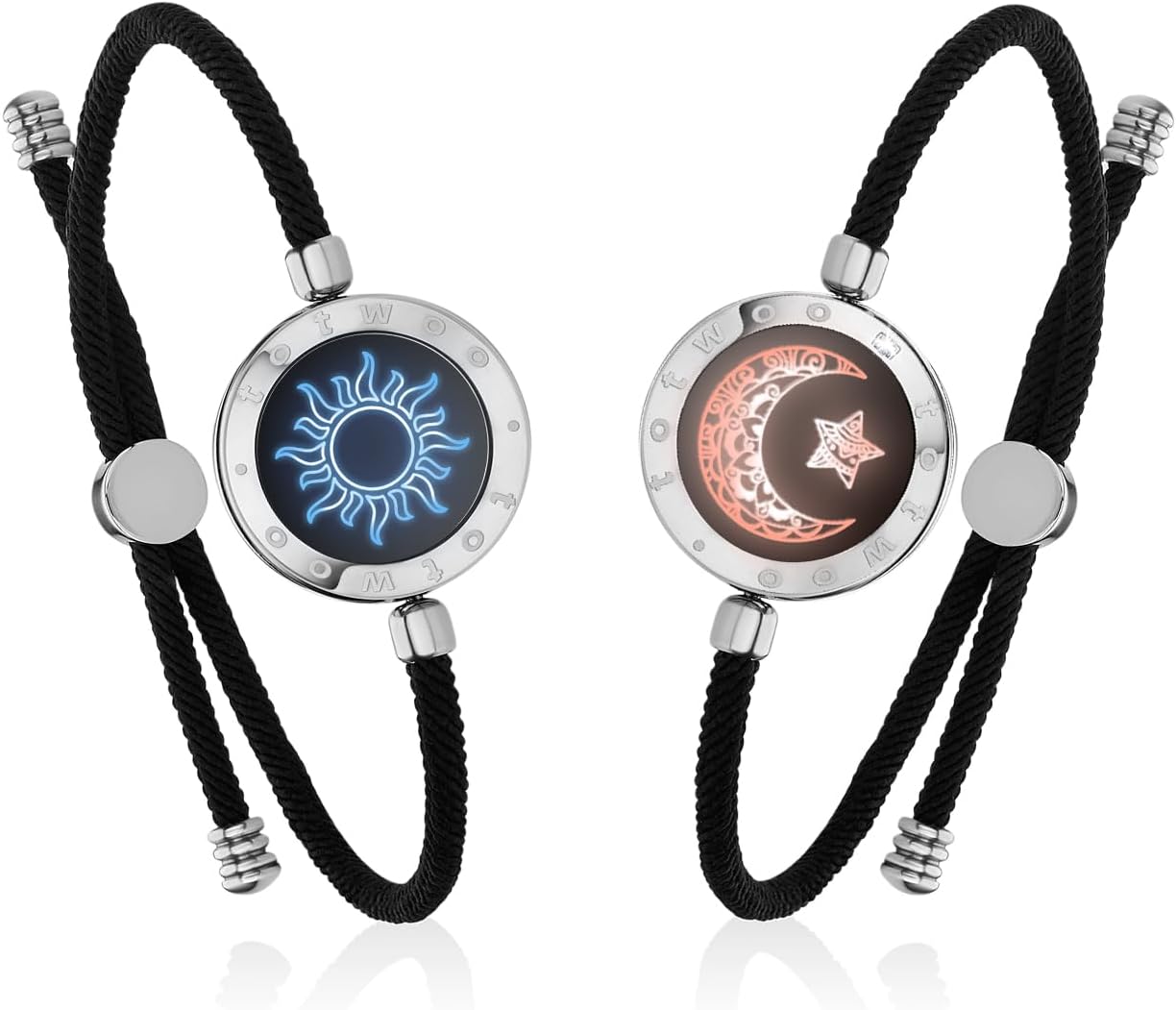 Long Distance Touch Bracelets for Couples, Vibration & Light up for Love Couples Bracelets | Long Distance Relationship Gifts for Girlfriend Bluetooth Pairing Jewelry
