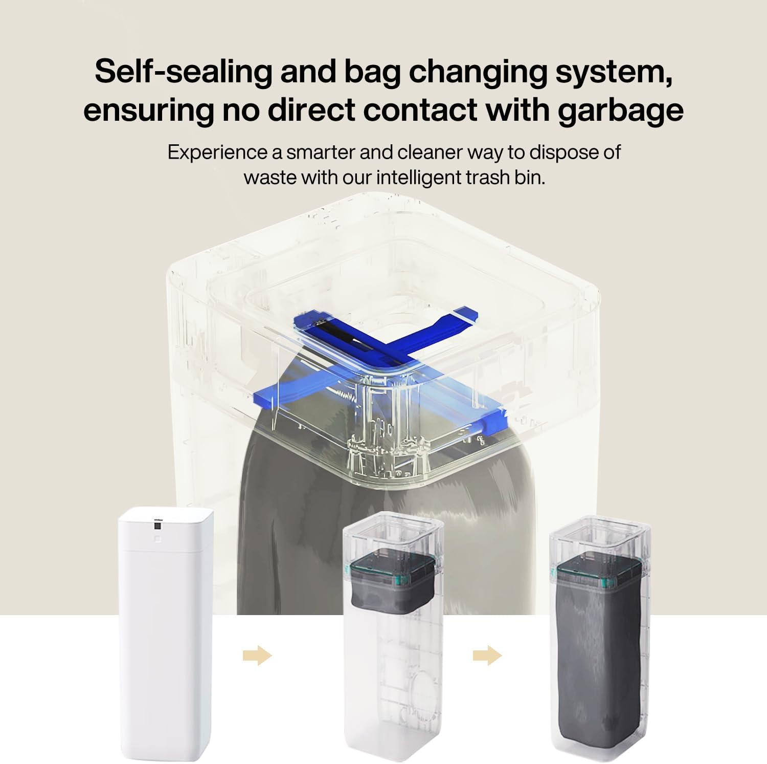 Automatic Trash Can, 4 Gallon Self Sealing and Self-Changing Smart Trash Can, Motion Sensor, Touchless Garbage can with lid for Kitchen Bathroom Office, 6 Refill Rings(A1, Golden line)
