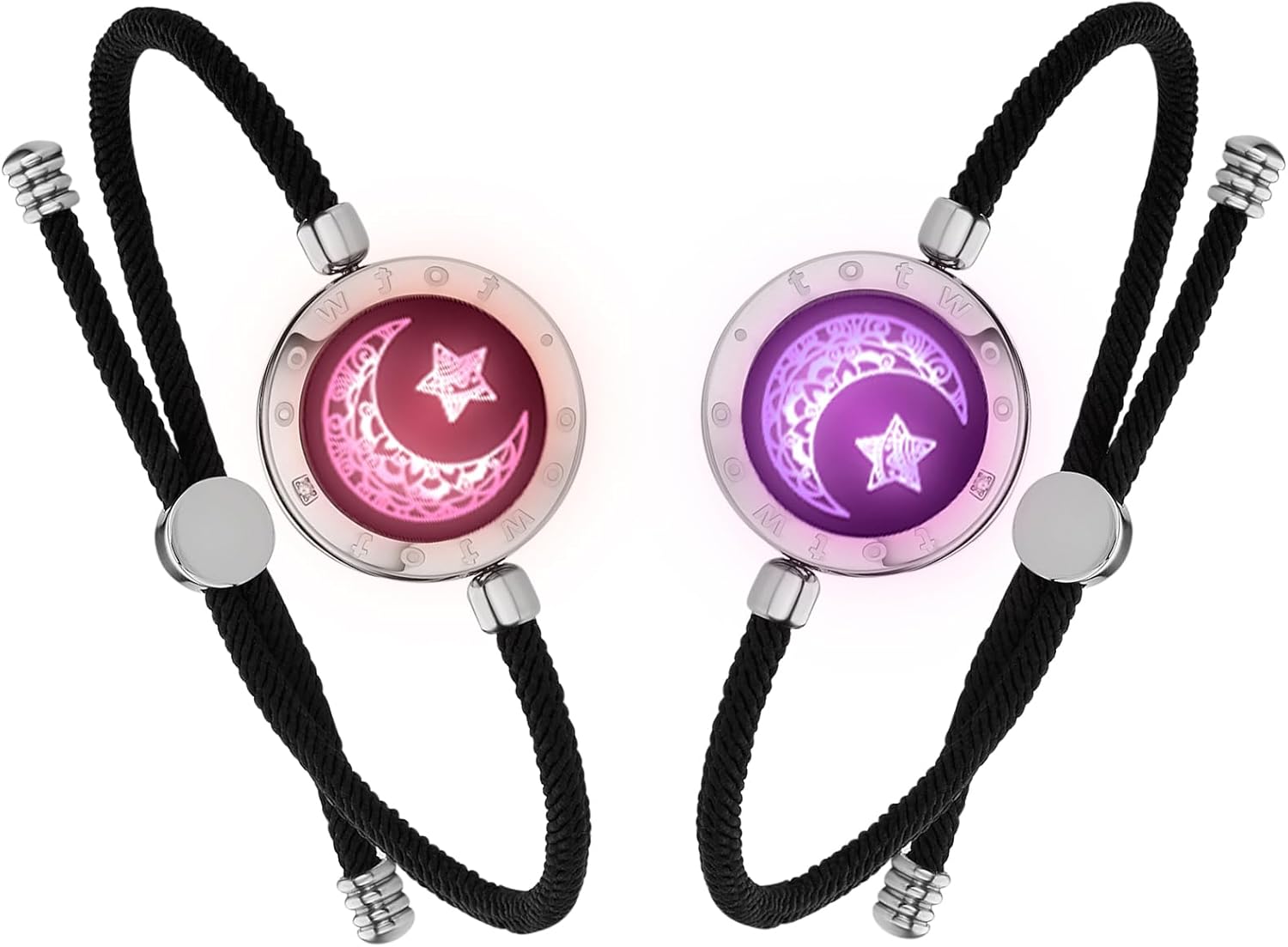 Long Distance Touch Bracelets for Couples, Vibration & Light up for Love Couples Bracelets | Long Distance Relationship Gifts for Girlfriend Bluetooth Pairing Jewelry