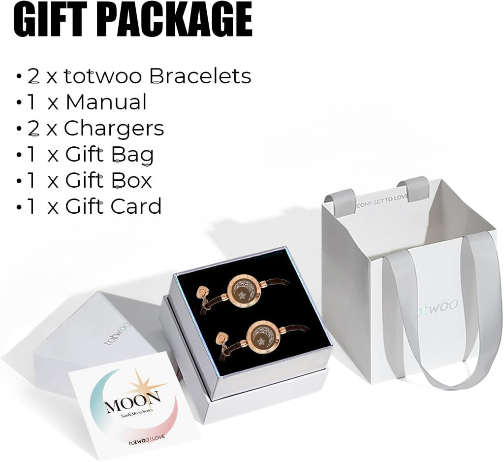 Long Distance Touch Bracelets for Couples, Vibration & Light up for Love Couples Bracelets | Long Distance Relationship Gifts for Girlfriend Bluetooth Pairing Jewelry