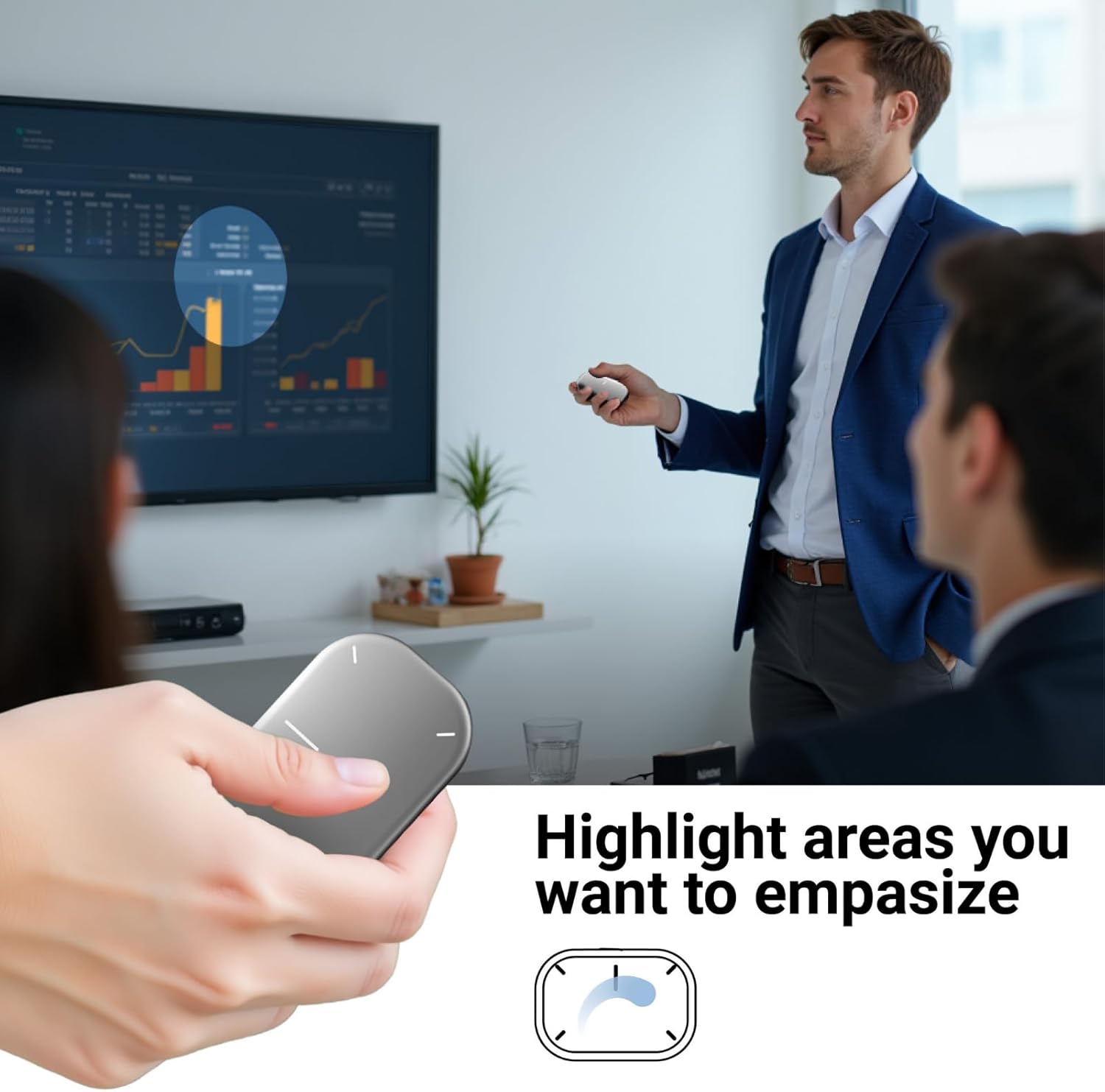 Bluetooth Detachable Air Mouse Touchpad Mouse with Voice Recording, Presentation Clicker Wireless Presenter Presentation Remote with Laser Pointer for Mac, Windows (Recording, Silver)