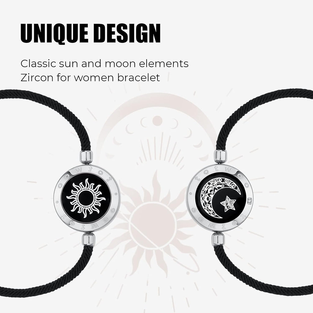 Long Distance Touch Bracelets for Couples, Vibration & Light up for Love Couples Bracelets | Long Distance Relationship Gifts for Girlfriend Bluetooth Pairing Jewelry
