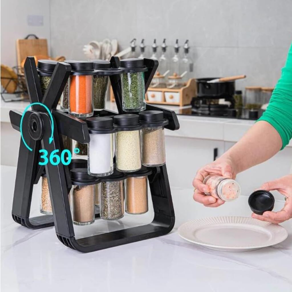 Rotating Spice Rack Set, Ferris Wheel Design With 18 Jars, Spice Bottle Sealing Jar Multifunctional Spice Bottle Spices Kitchen Supplies