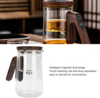 Glass Tea Pot, Transparent Tea Pot, 800ml Magnetic Water Separation Teapot with Strainer Timer for Brewing Tea