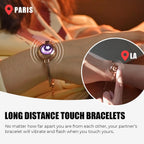 Long Distance Touch Bracelets for Couples, Vibration & Light up for Love Couples Bracelets | Long Distance Relationship Gifts for Girlfriend Bluetooth Pairing Jewelry