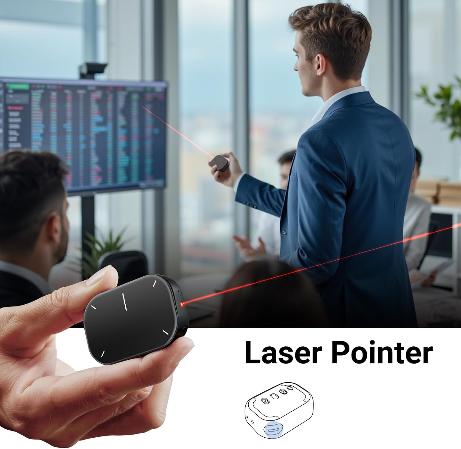 Bluetooth Detachable Air Mouse Touchpad Mouse with Voice Recording, Presentation Clicker Wireless Presenter Presentation Remote with Laser Pointer for Mac, Windows (Recording, Silver)