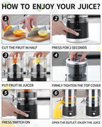 Citrus Juicer Machines Rechargeable - Portable Juicer with USB and Cleaning Brush for Orange, Lemon, Grapefruit