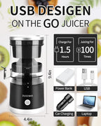 Citrus Juicer Machines Rechargeable - Portable Juicer with USB and Cleaning Brush for Orange, Lemon, Grapefruit