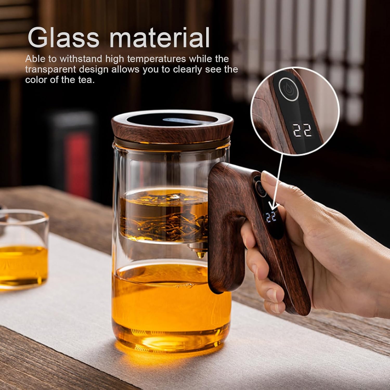 Glass Tea Pot, Transparent Tea Pot, 800ml Magnetic Water Separation Teapot with Strainer Timer for Brewing Tea