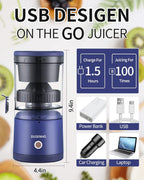 Citrus Juicer Machines Rechargeable - Portable Juicer with USB and Cleaning Brush for Orange, Lemon, Grapefruit