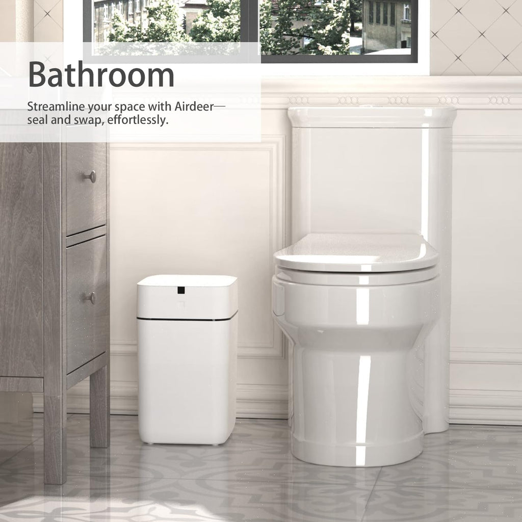 Automatic Trash Can, 4 Gallon Self Sealing and Self-Changing Smart Trash Can, Motion Sensor, Touchless Garbage can with lid for Kitchen Bathroom Office, 6 Refill Rings(A1, Golden line)