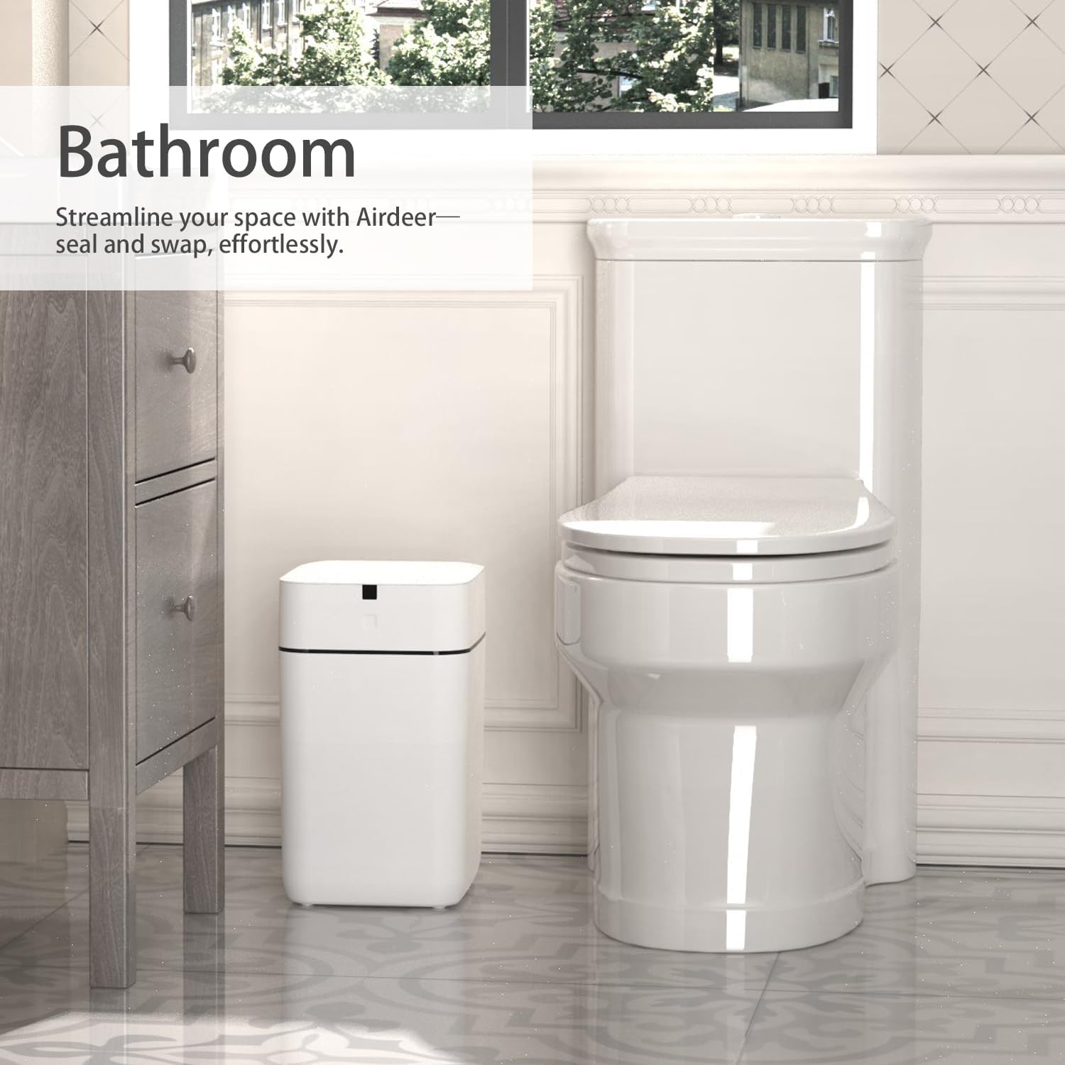Automatic Trash Can, 4 Gallon Self Sealing and Self-Changing Smart Trash Can, Motion Sensor, Touchless Garbage can with lid for Kitchen Bathroom Office, 6 Refill Rings(A1, Golden line)