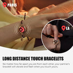Long Distance Touch Bracelets for Couples, Vibration & Light up for Love Couples Bracelets | Long Distance Relationship Gifts for Girlfriend Bluetooth Pairing Jewelry