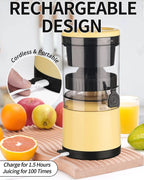 Citrus Juicer Machines Rechargeable - Portable Juicer with USB and Cleaning Brush for Orange, Lemon, Grapefruit