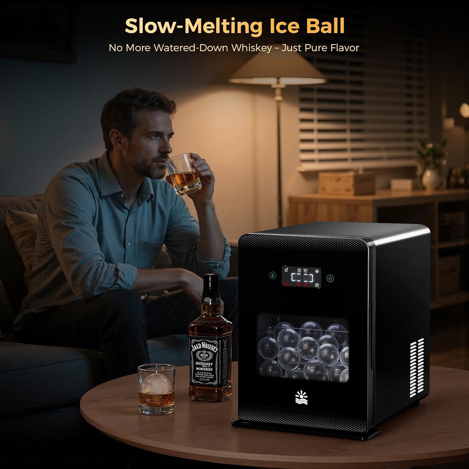 2inch Ice Ball Maker – 4 pcs Round Cubes in 35 Mins, 144pcs/Day, Clear Sphere Ice Maker Machine for Whiskey, Bourbon & Cocktails, Self-Cleaning, Auto Water Supply, for Home Bar & Parties