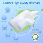 Memory Foam Cervical Pillow, 2 in 1 Ergonomic Contour Orthopedic Pillow for Neck Pain, Contoured Support Pillows for Side Back Stomach Sleepers