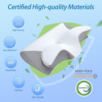 Memory Foam Cervical Pillow, 2 in 1 Ergonomic Contour Orthopedic Pillow for Neck Pain, Contoured Support Pillows for Side Back Stomach Sleepers