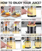 Citrus Juicer Machines Rechargeable - Portable Juicer with USB and Cleaning Brush for Orange, Lemon, Grapefruit